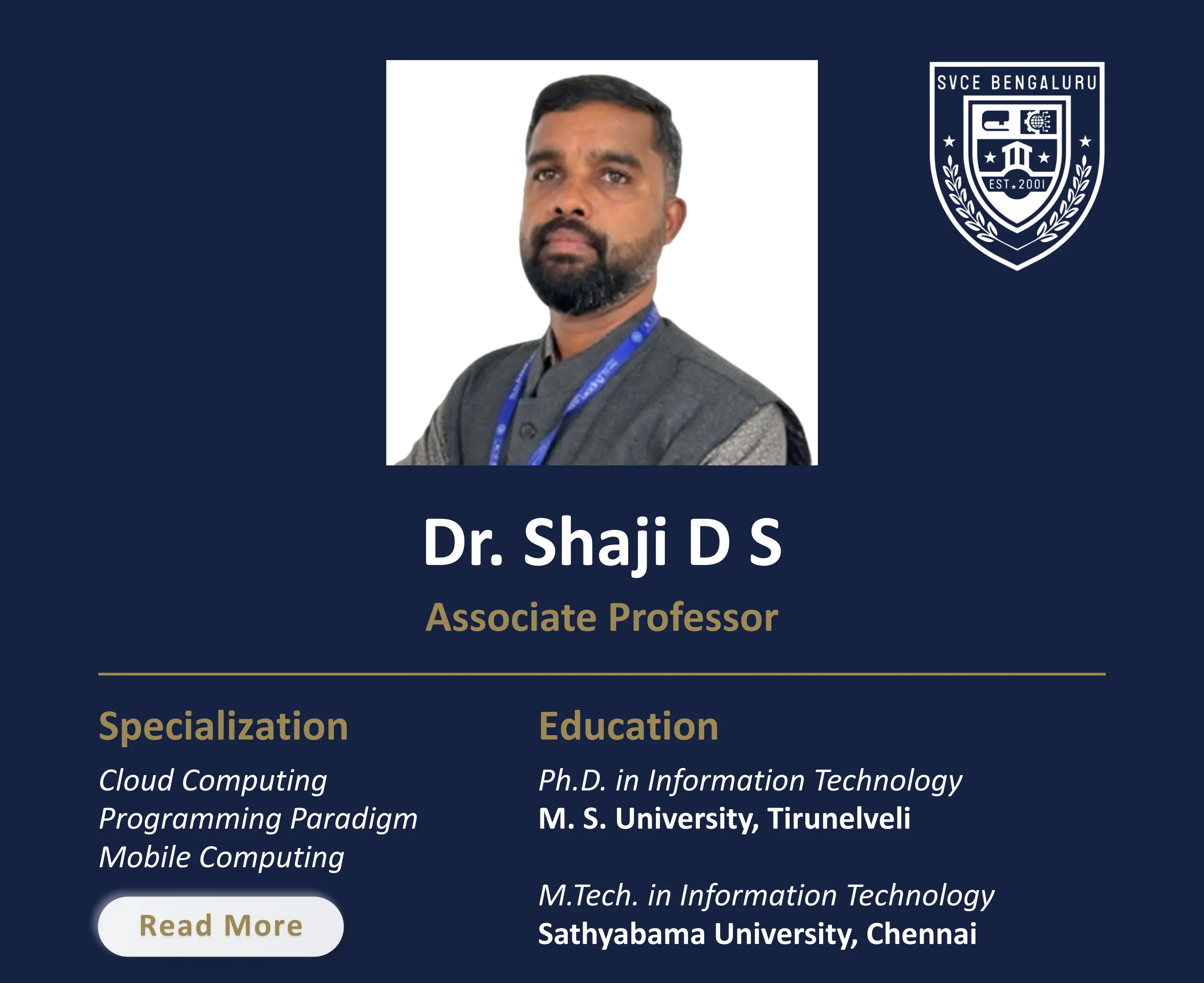 Dr. Shaji D S - Associate Professor